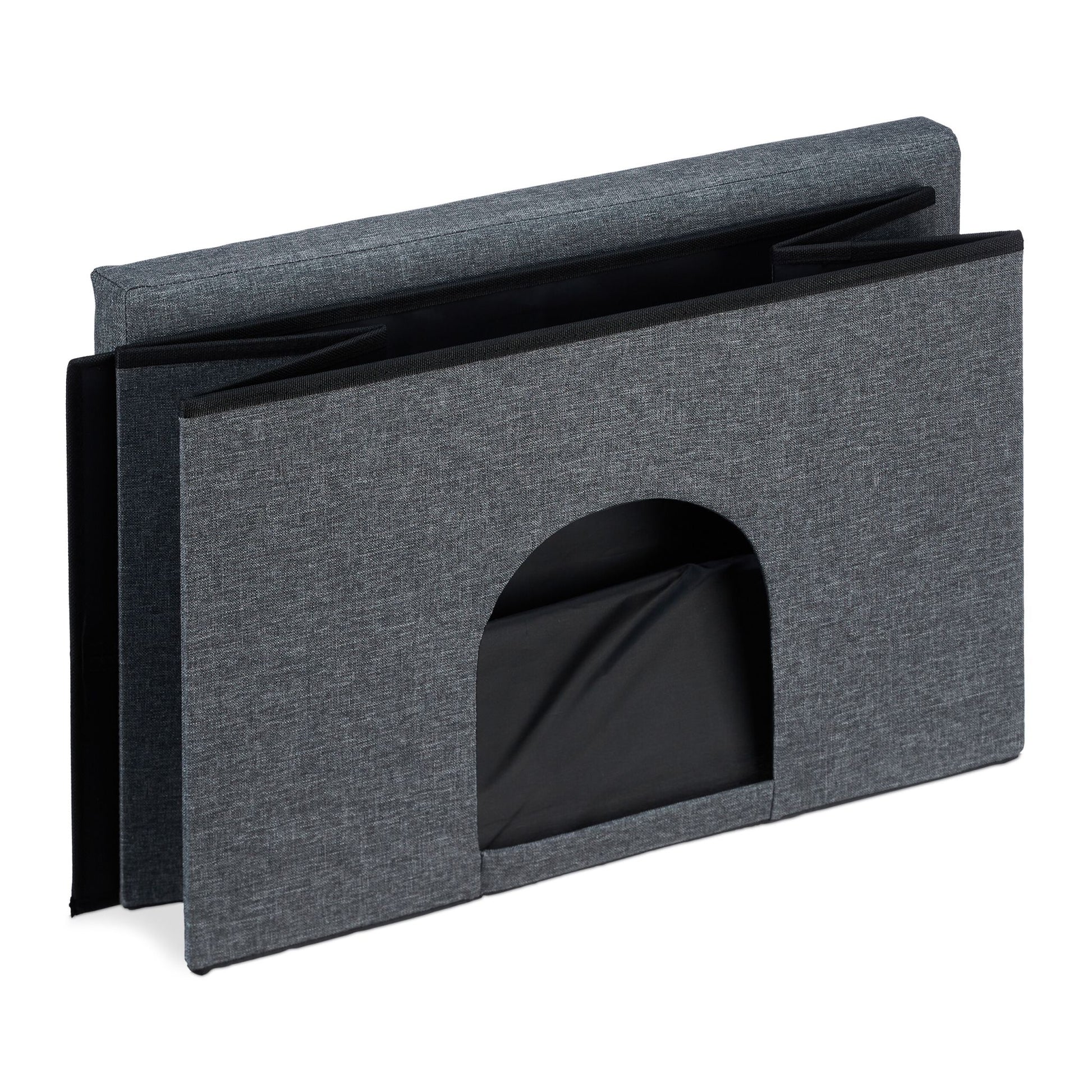 Katzenhöhle mit Sitzauflage in Grau Schwarz-Grau von Relaxdays
