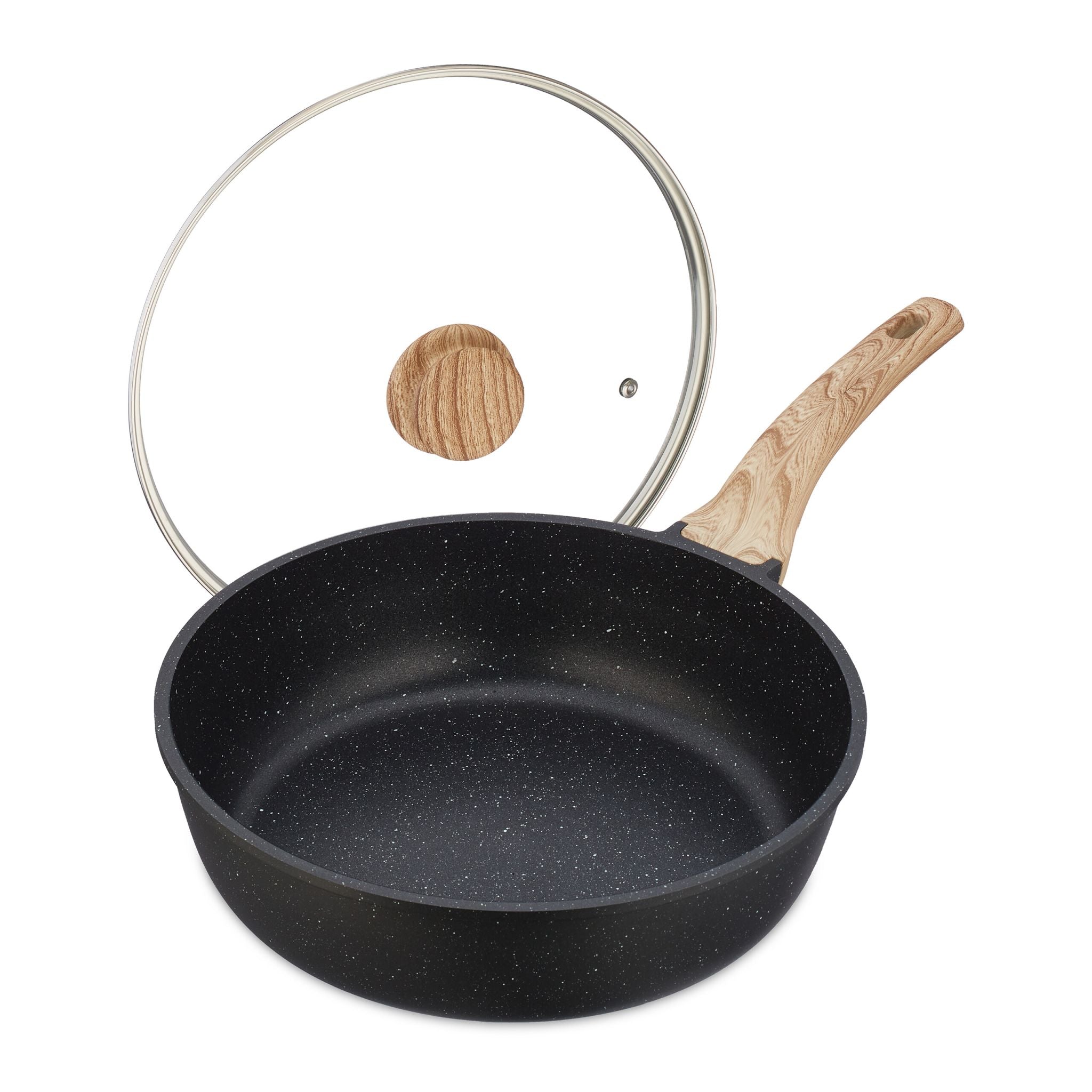 Schmorpfanne mit Deckel Hellbraun-Schwarz-Transparent von Relaxdays
