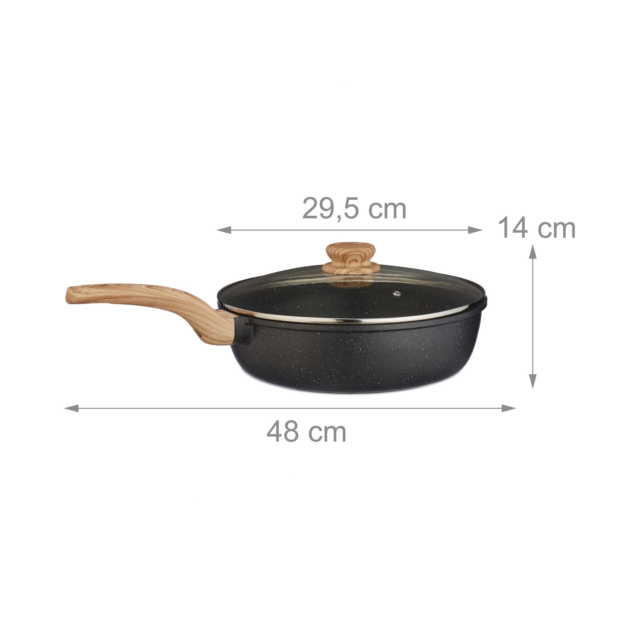 Schmorpfanne mit Deckel Hellbraun-Schwarz-Transparent von Relaxdays