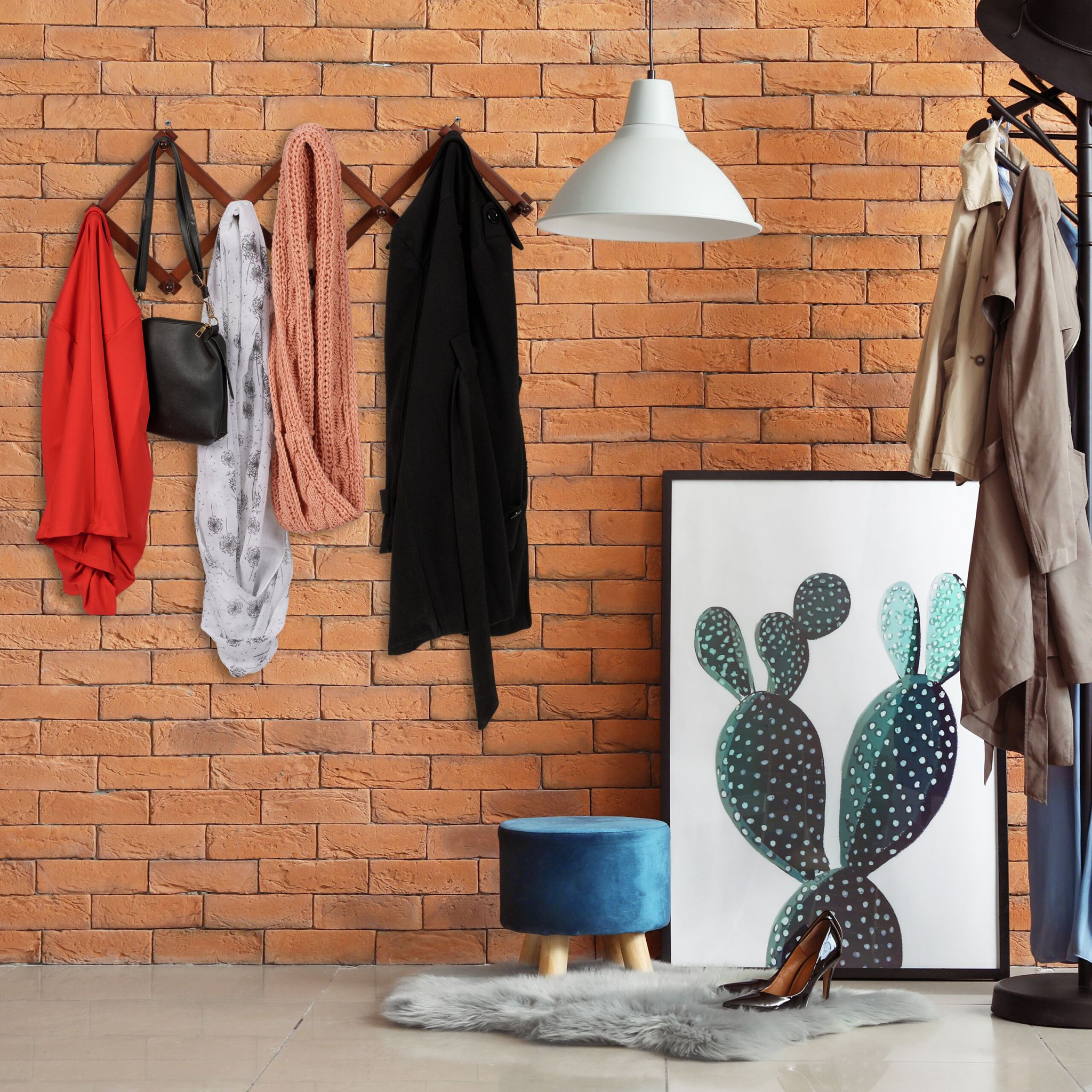Ausziehbare Wandgarderobe Holz Braun von Relaxdays