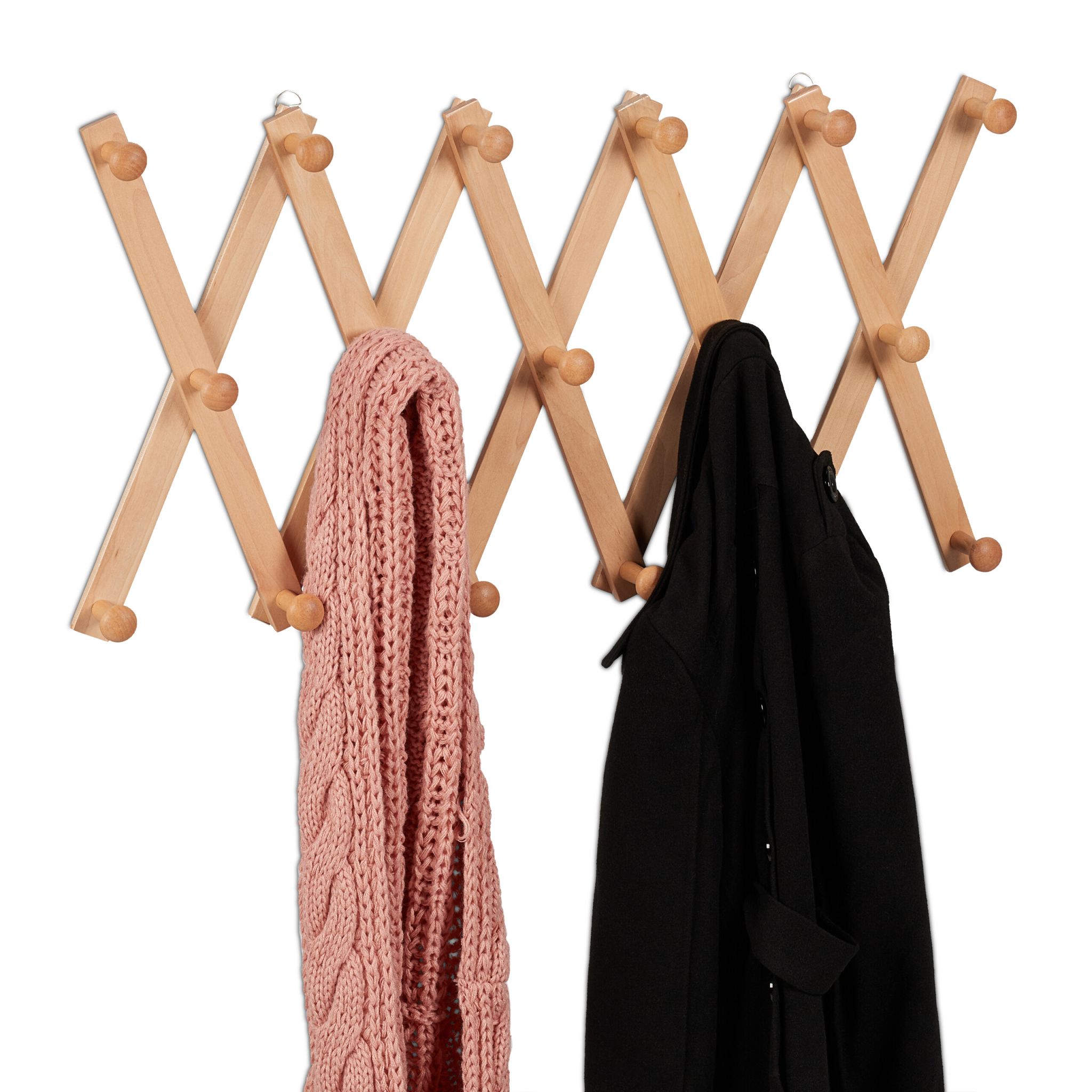 Ausziehbare Wandgarderobe Holz Hellbraun von Relaxdays