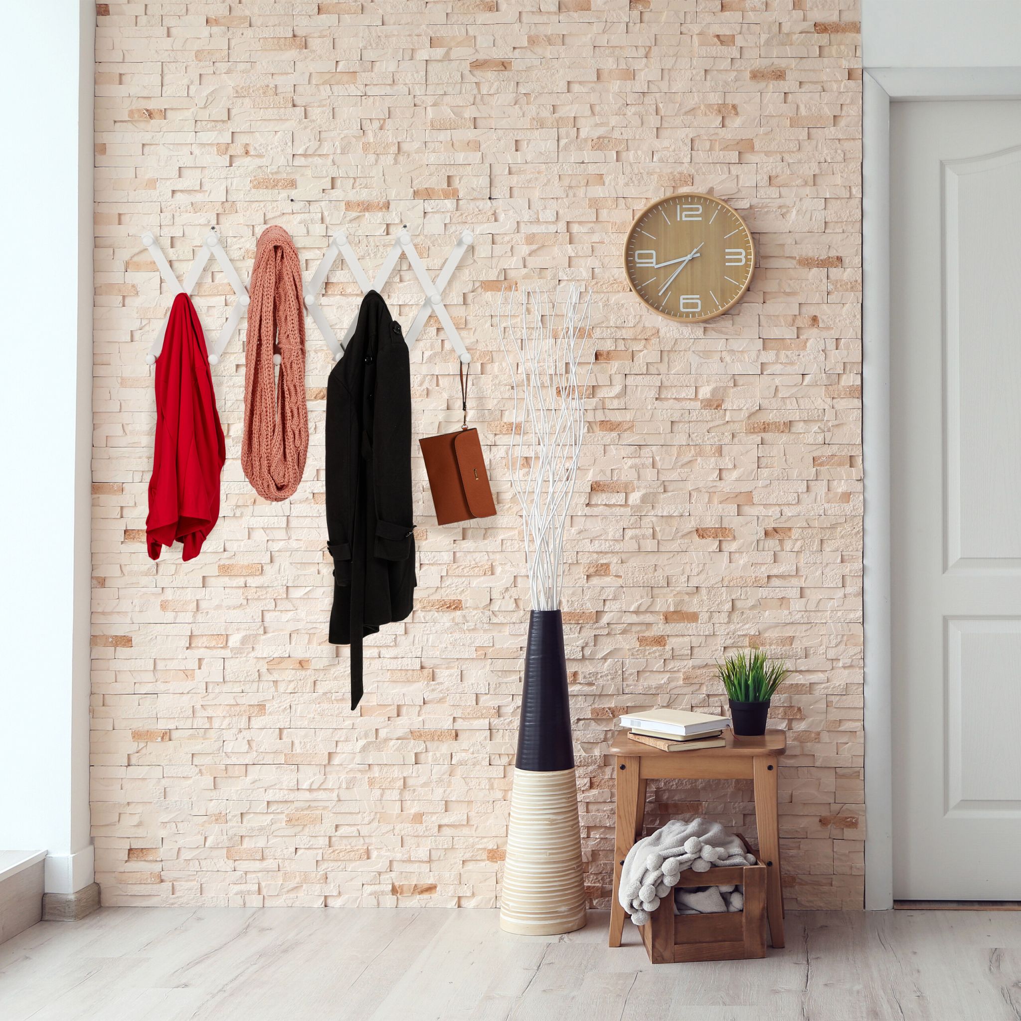 Ausziehbare Wandgarderobe Holz Weiss von Relaxdays