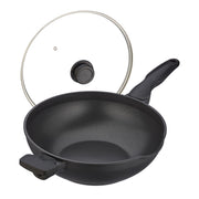 Wokpfanne mit Deckel Schwarz-Silber-Transparent von Relaxdays