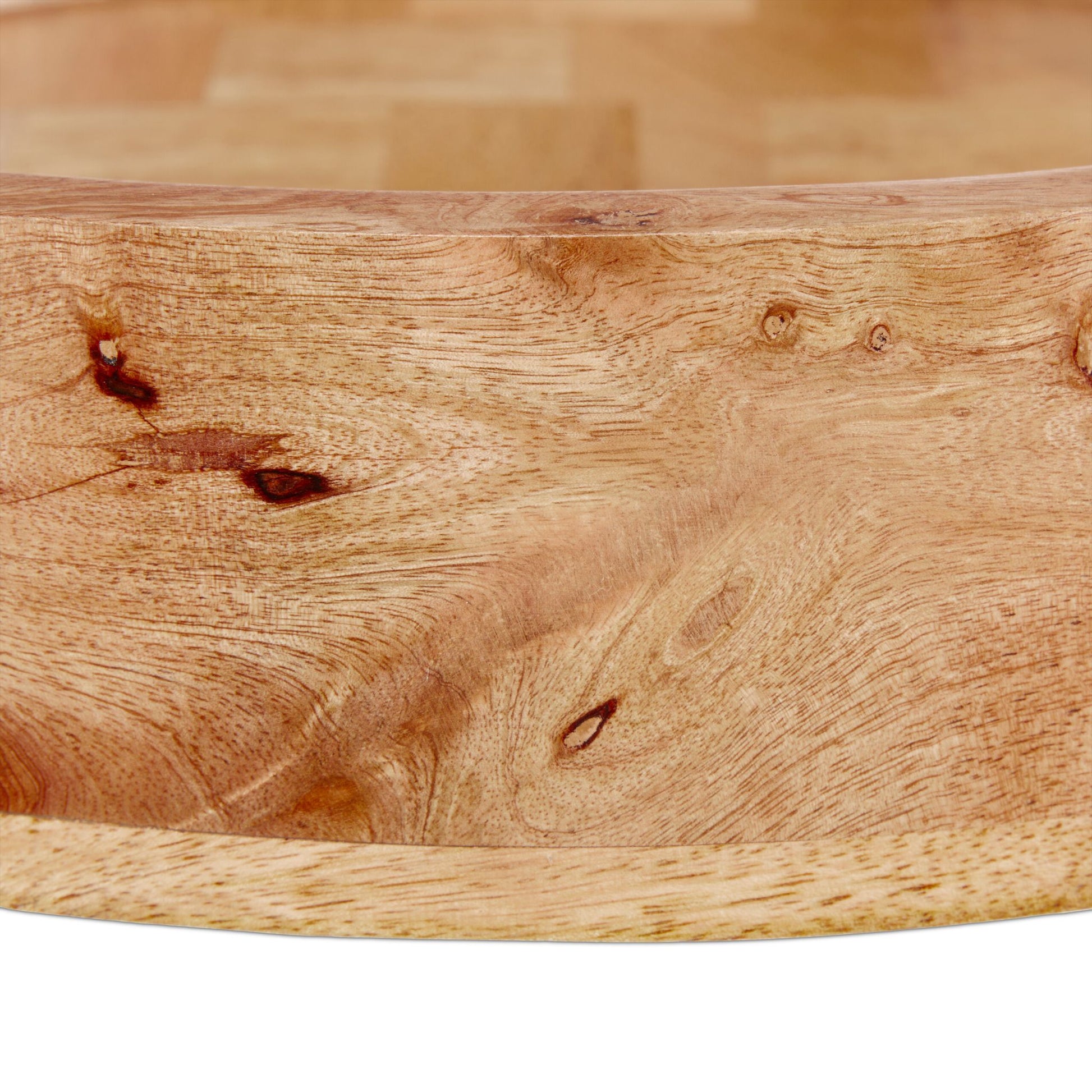 Rundes Tablett Mangoholz Hellbraun-Schwarz von Relaxdays