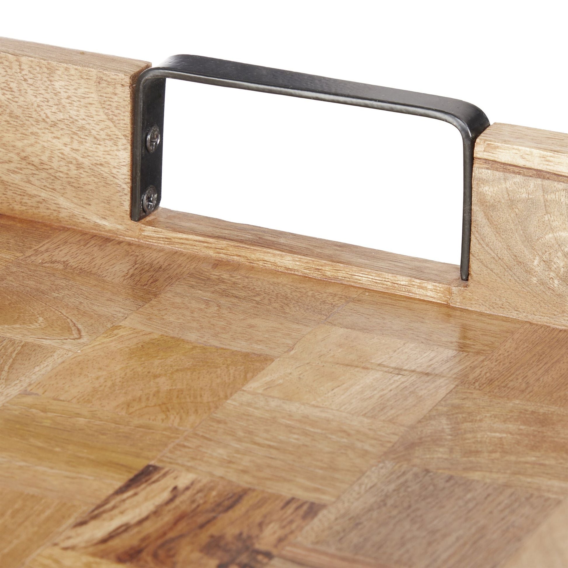 Tablett Mangoholz Hellbraun-Schwarz von Relaxdays