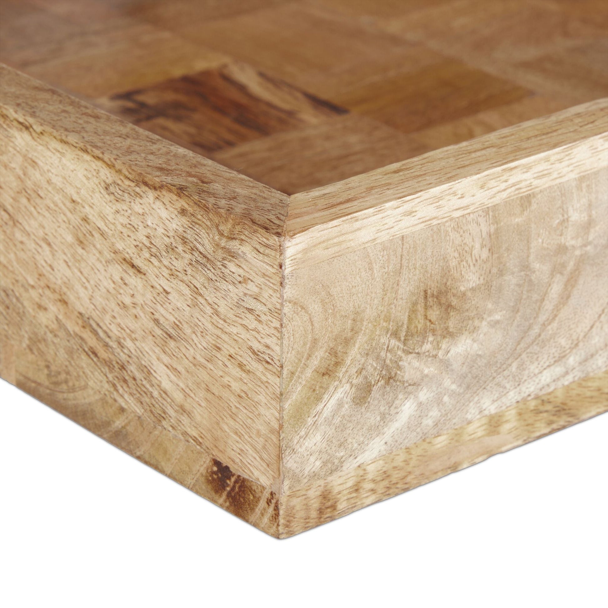 Tablett Mangoholz Hellbraun-Schwarz von Relaxdays