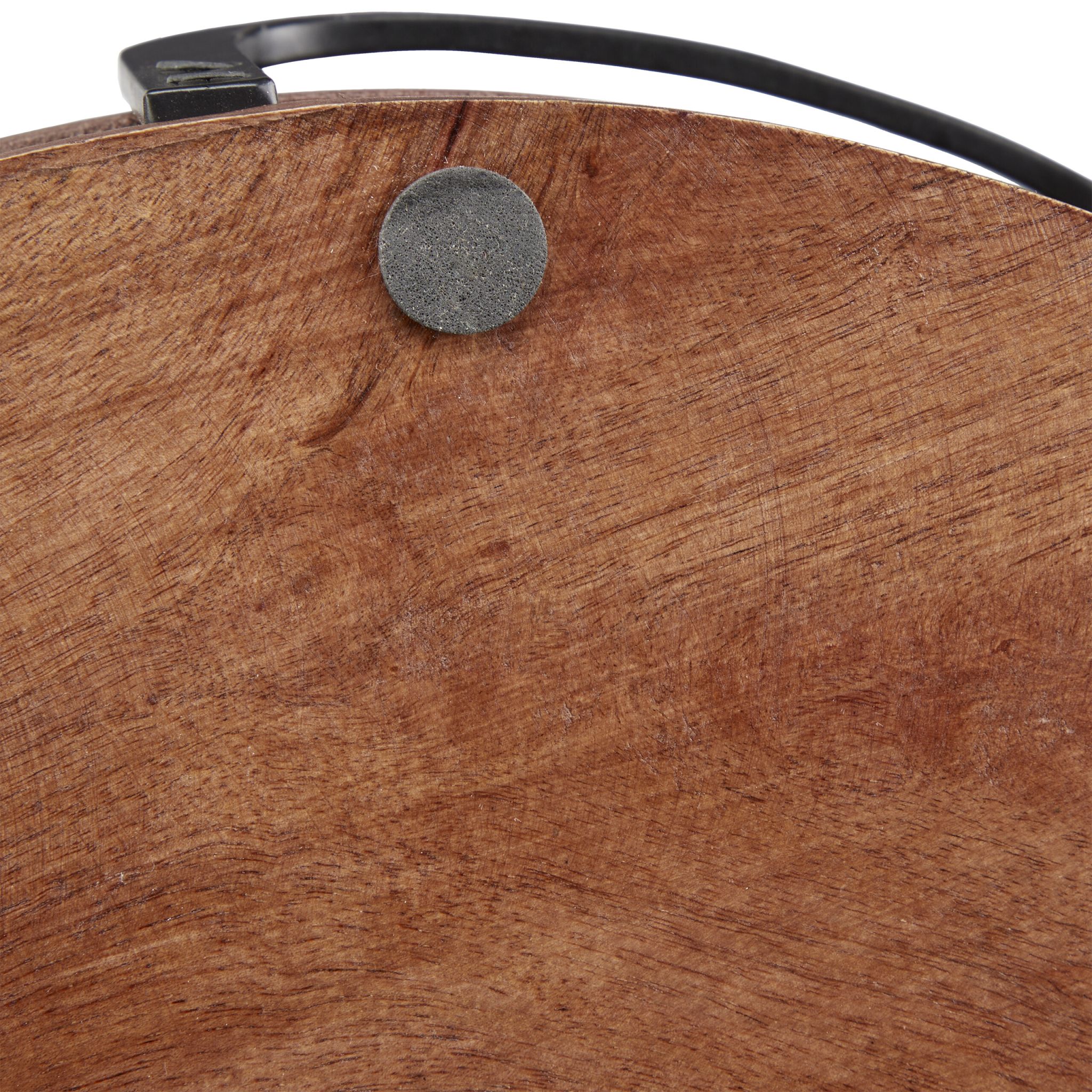 Mangoholz Tablett mit Metallrand Braun-Schwarz-Silber