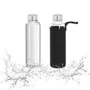Trinkflasche 500ml 2er-Set Schwarz-Silber-Transparent von Relaxdays