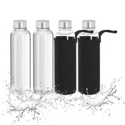 Trinkflasche 500ml 4er-Set Schwarz-Silber-Transparent von Relaxdays