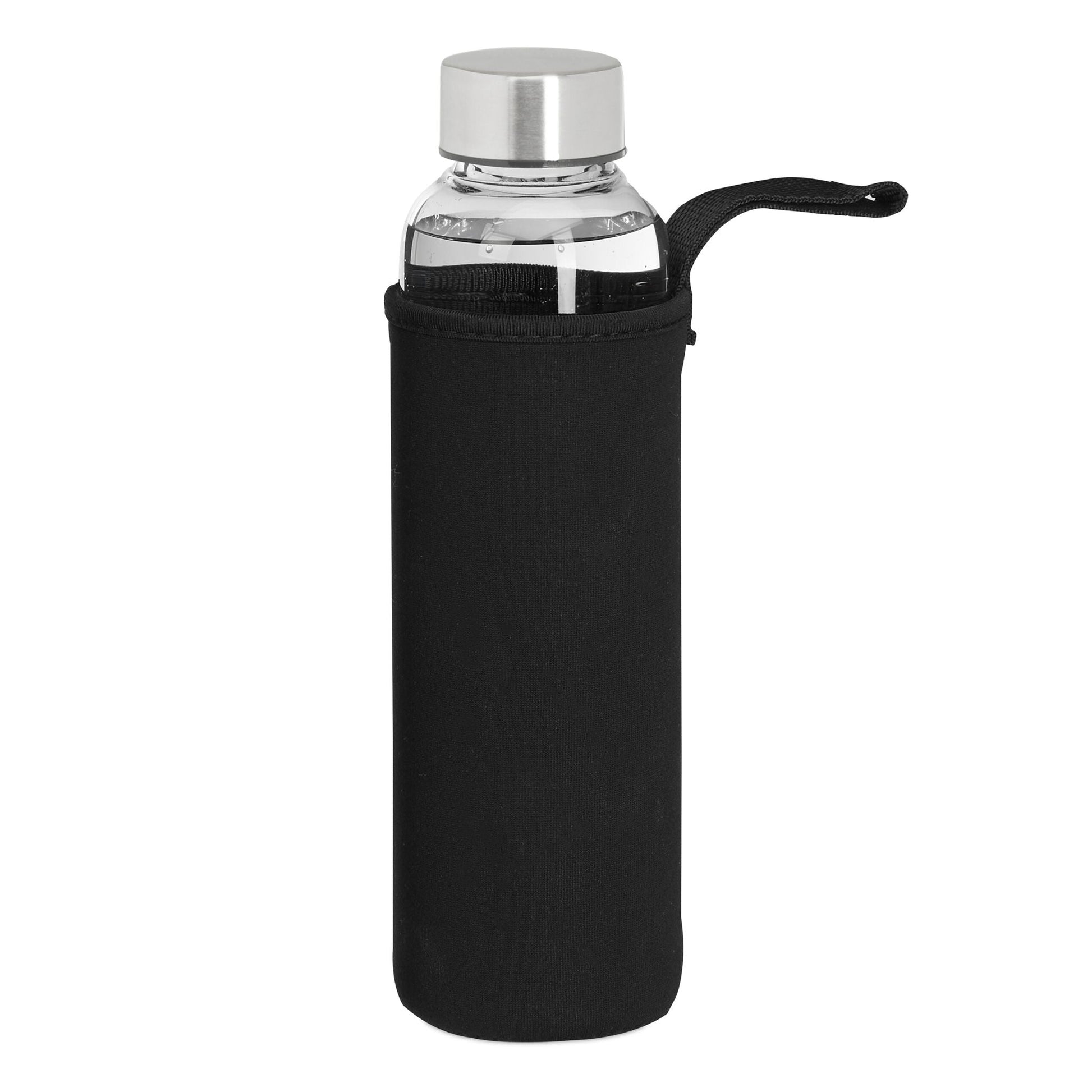 Trinkflasche 500ml 4er-Set Schwarz-Silber-Transparent von Relaxdays