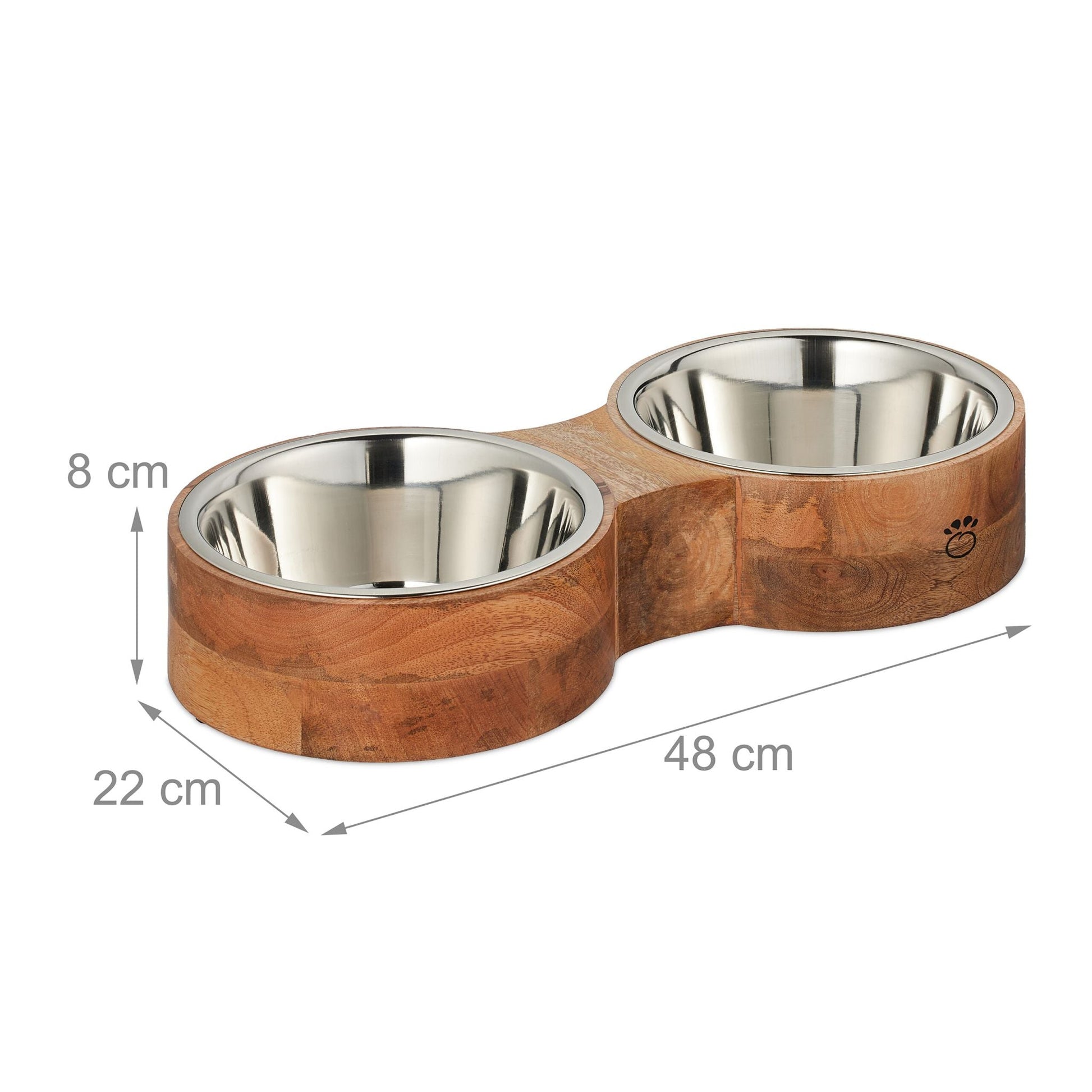 Hundenapfbar mit 2 Napfschalen Hellbraun-Silber von Relaxdays
