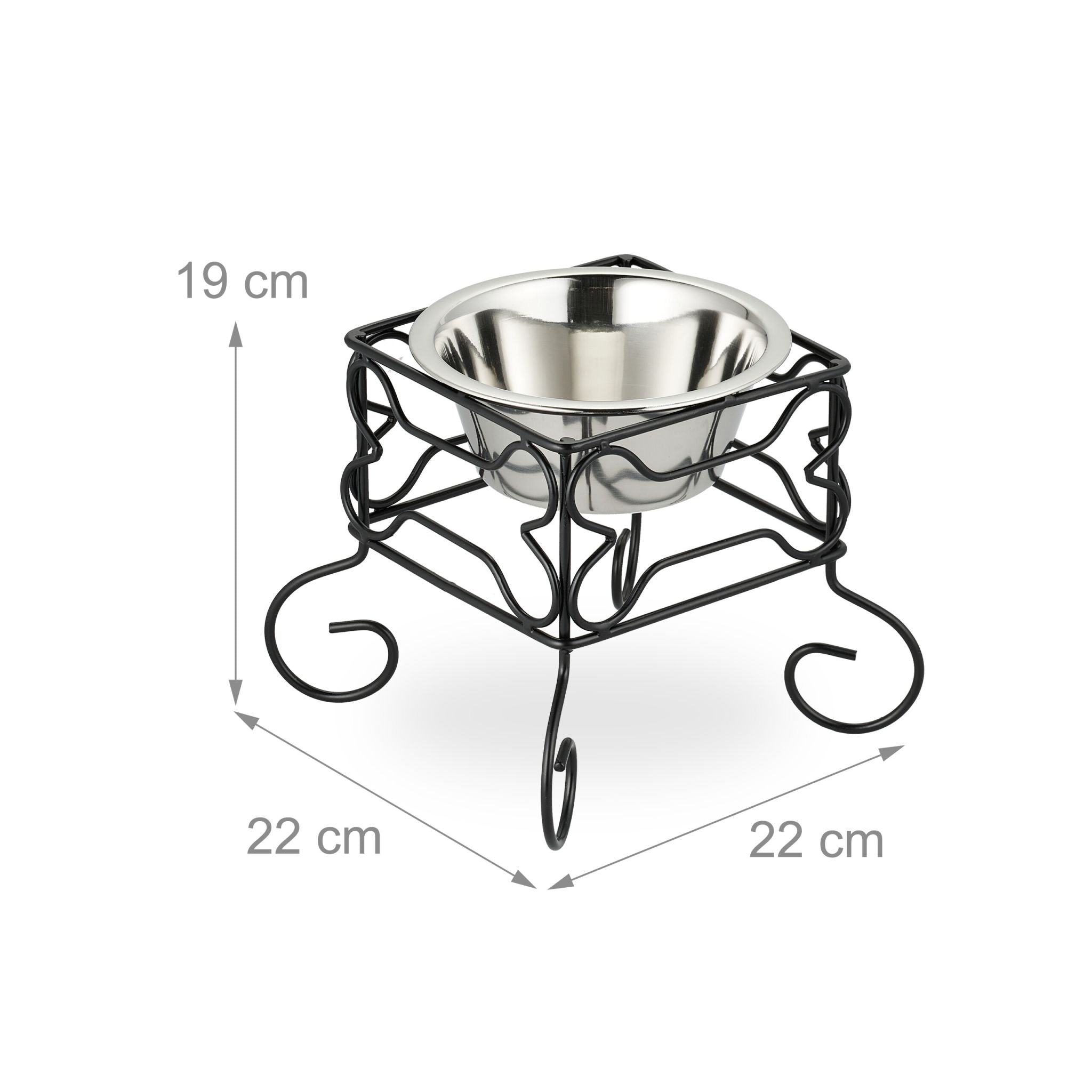 Erhöhter Hundenapf 700ml Schwarz-Silber von guteszeug.ch