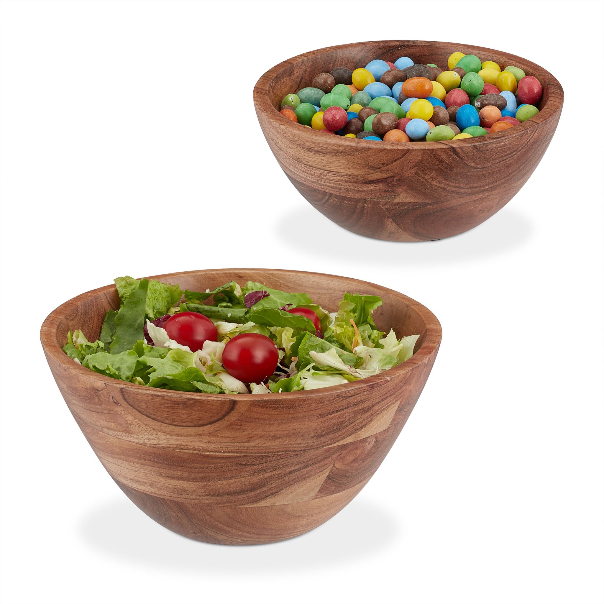 Salatschüssel 2er-Set Akazienholz Braun von Relaxdays