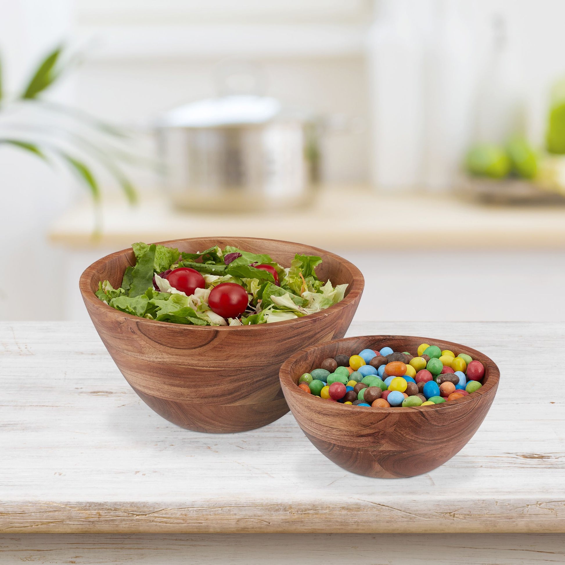 Salatschüssel 2er-Set Akazienholz Braun von Relaxdays