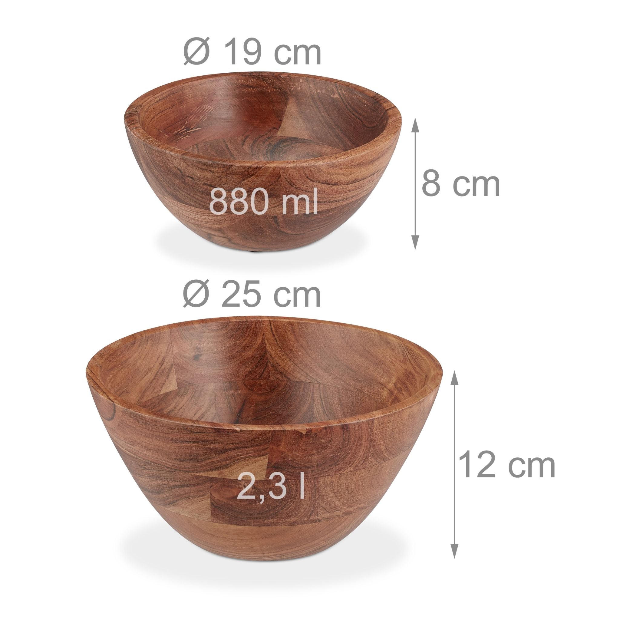 Salatschüssel 2er-Set Akazienholz Braun von Relaxdays