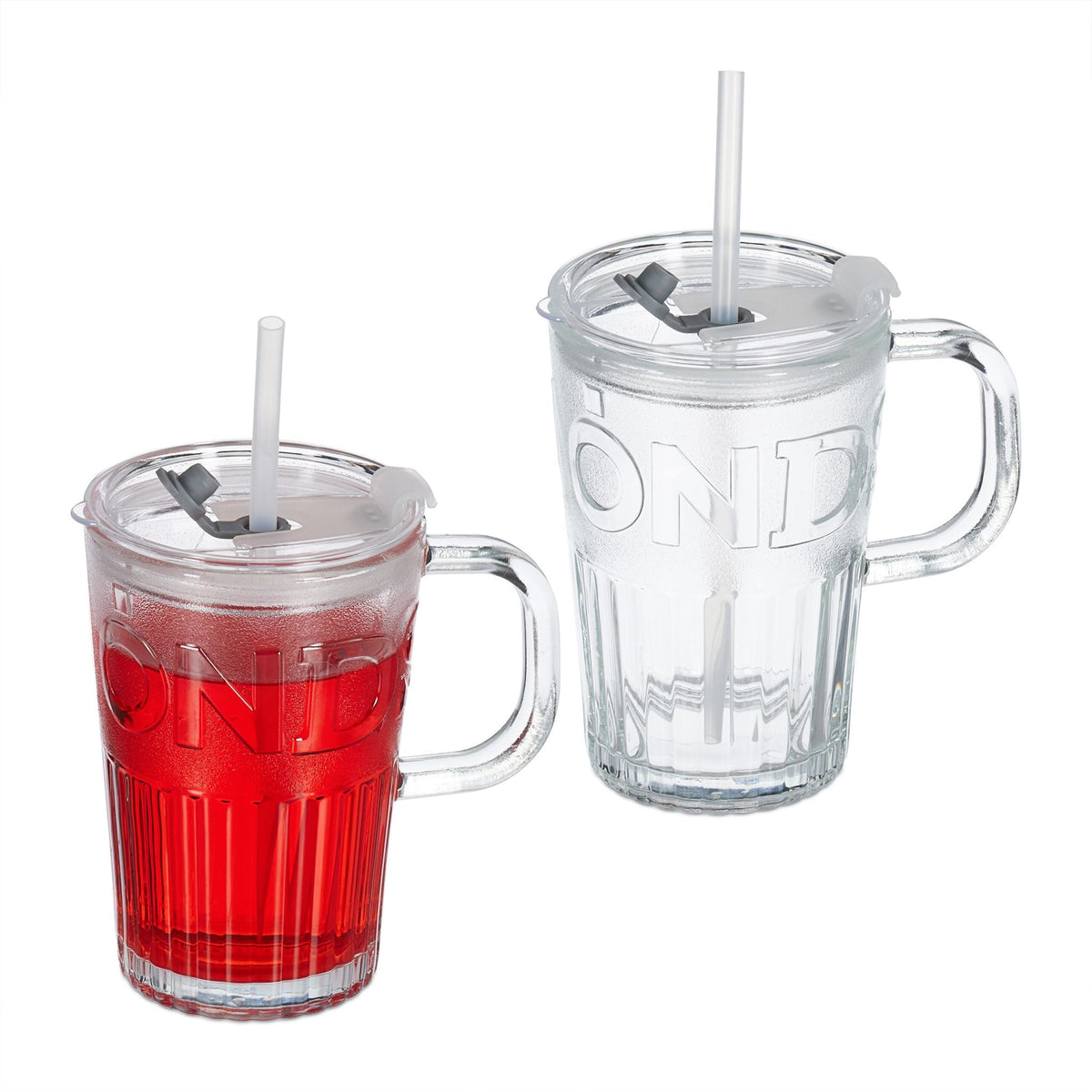 Trinkgläser 2er-Set mit Henkel Transparent von Relaxdays