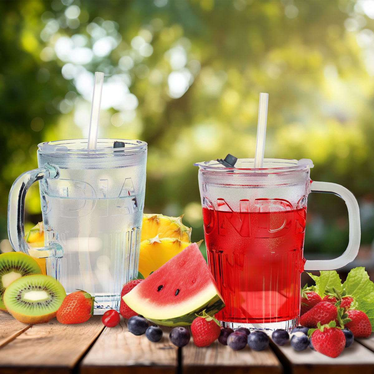 Trinkgläser 2er-Set mit Henkel Transparent von Relaxdays