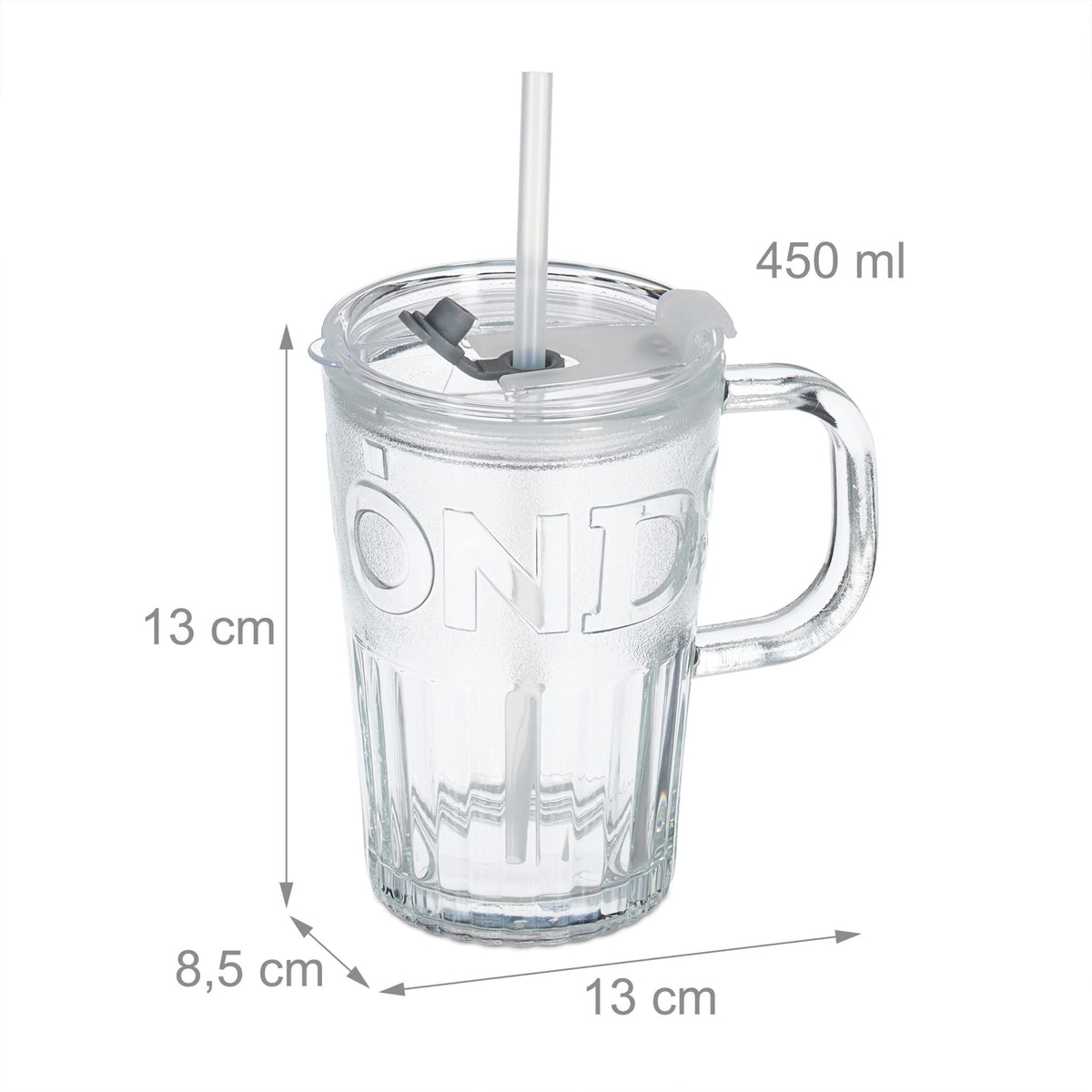 Trinkgläser 2er-Set mit Henkel Transparent von Relaxdays