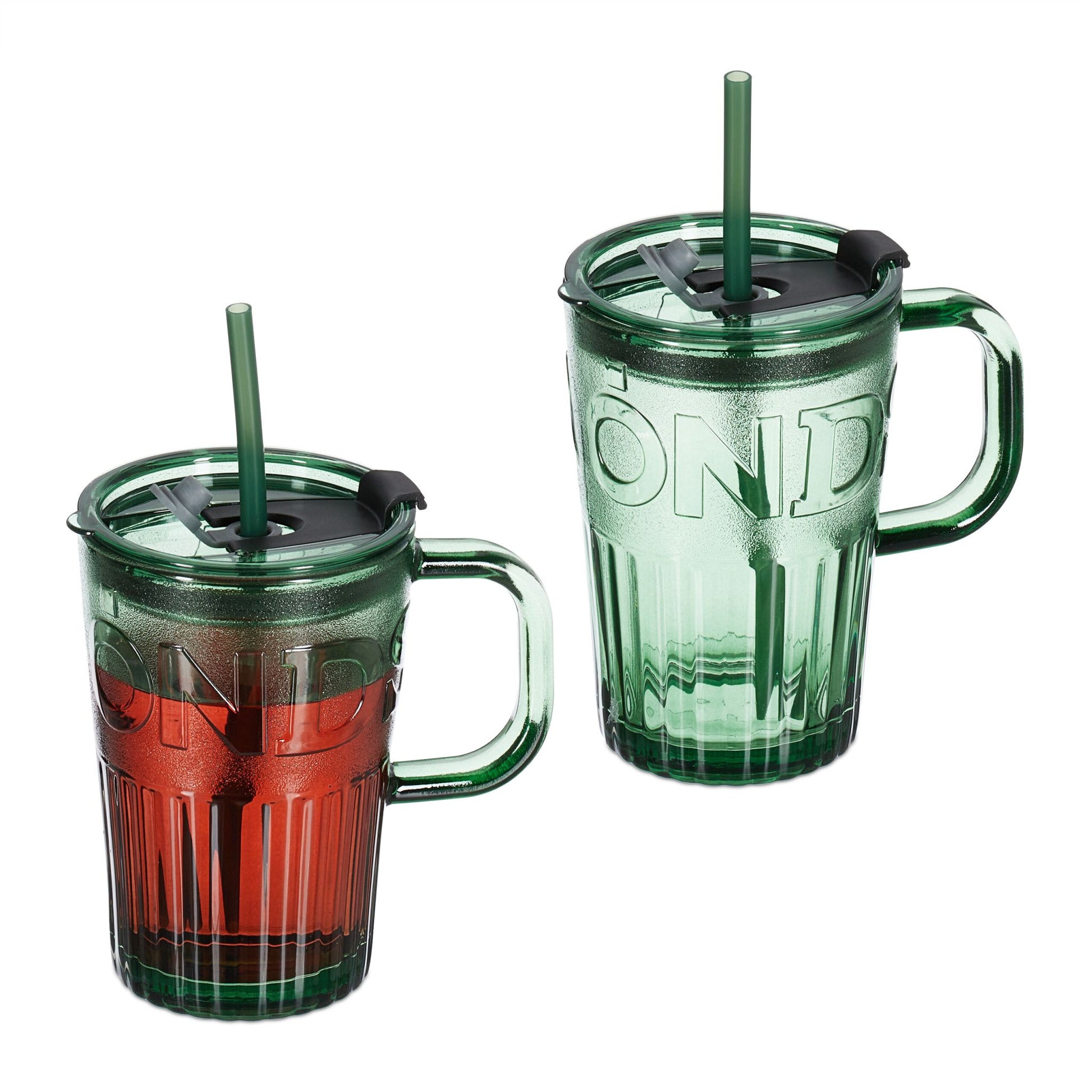 Trinkgläser 2er-Set mit Henkel Grün von Relaxdays