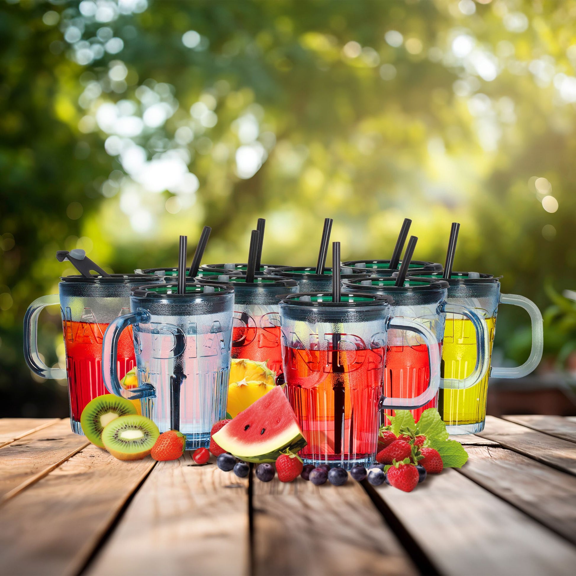 Trinkgläser 10er-Set mit Henkel Grau von Relaxdays
