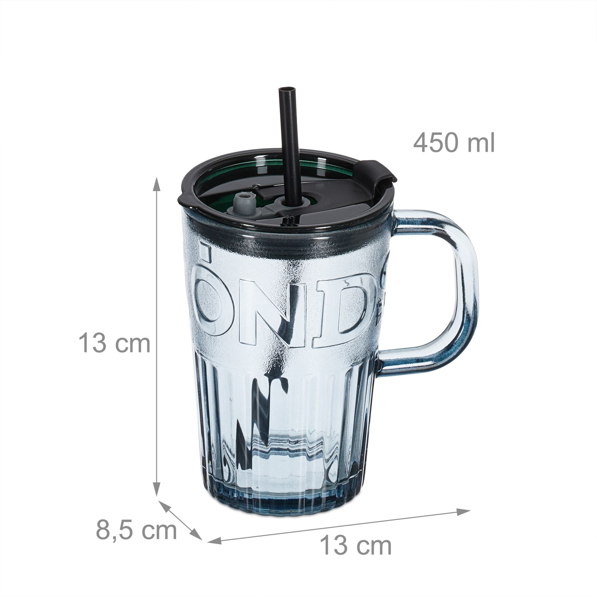 Trinkgläser 10er-Set mit Henkel Grau von Relaxdays
