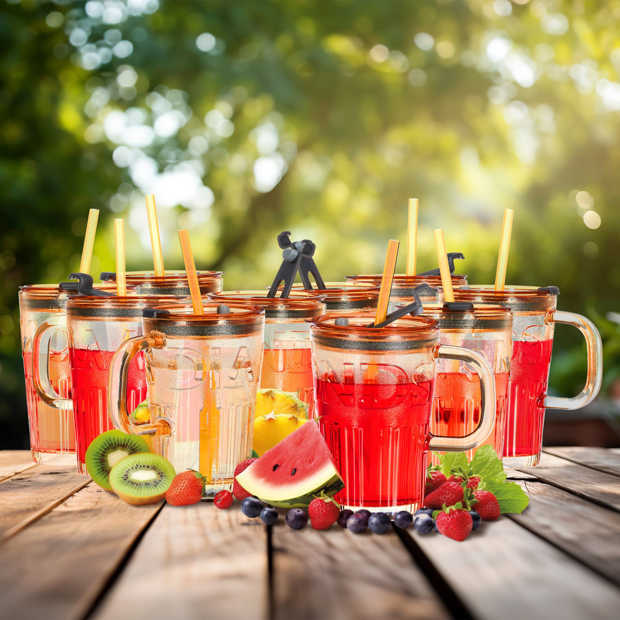Trinkgläser 10er-Set mit Henkel Hellbraun von Relaxdays