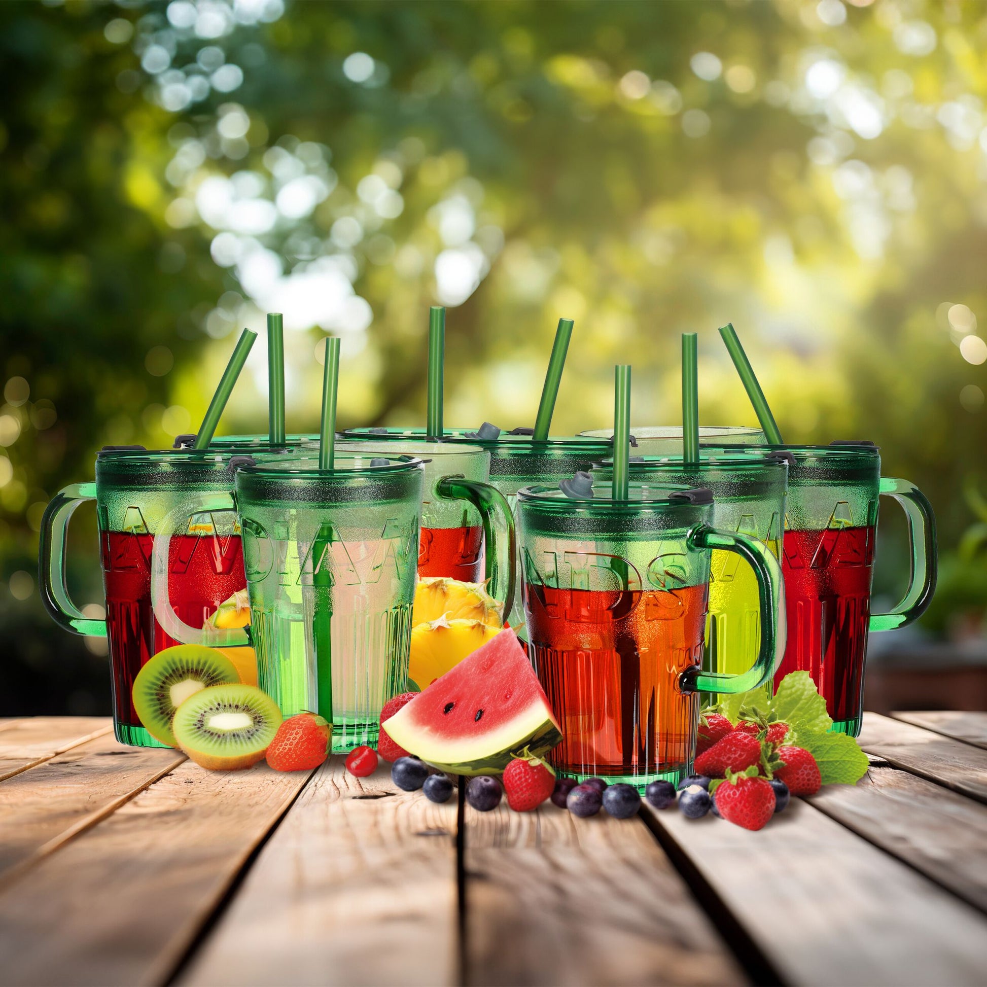 Trinkgläser 10er-Set mit Henkel Grün von Relaxdays