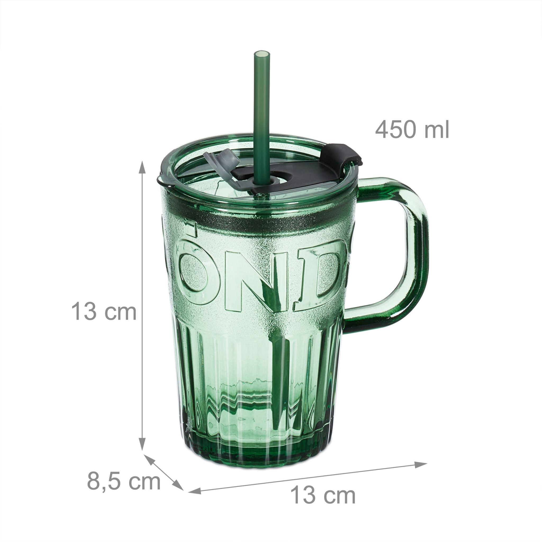 Trinkgläser 10er-Set mit Henkel Grün von Relaxdays