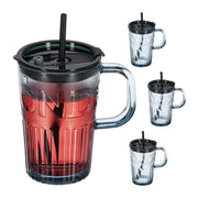Trinkgläser 4er-Set mit Henkel Grau von Relaxdays