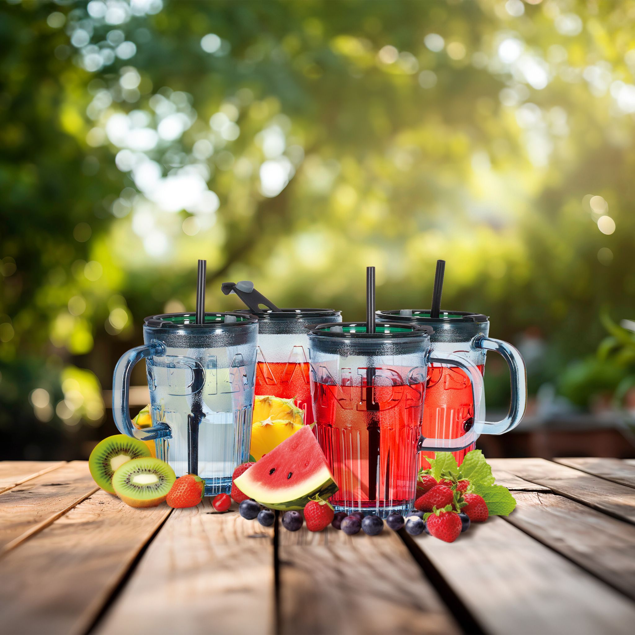 Trinkgläser 4er-Set mit Henkel Grau von Relaxdays