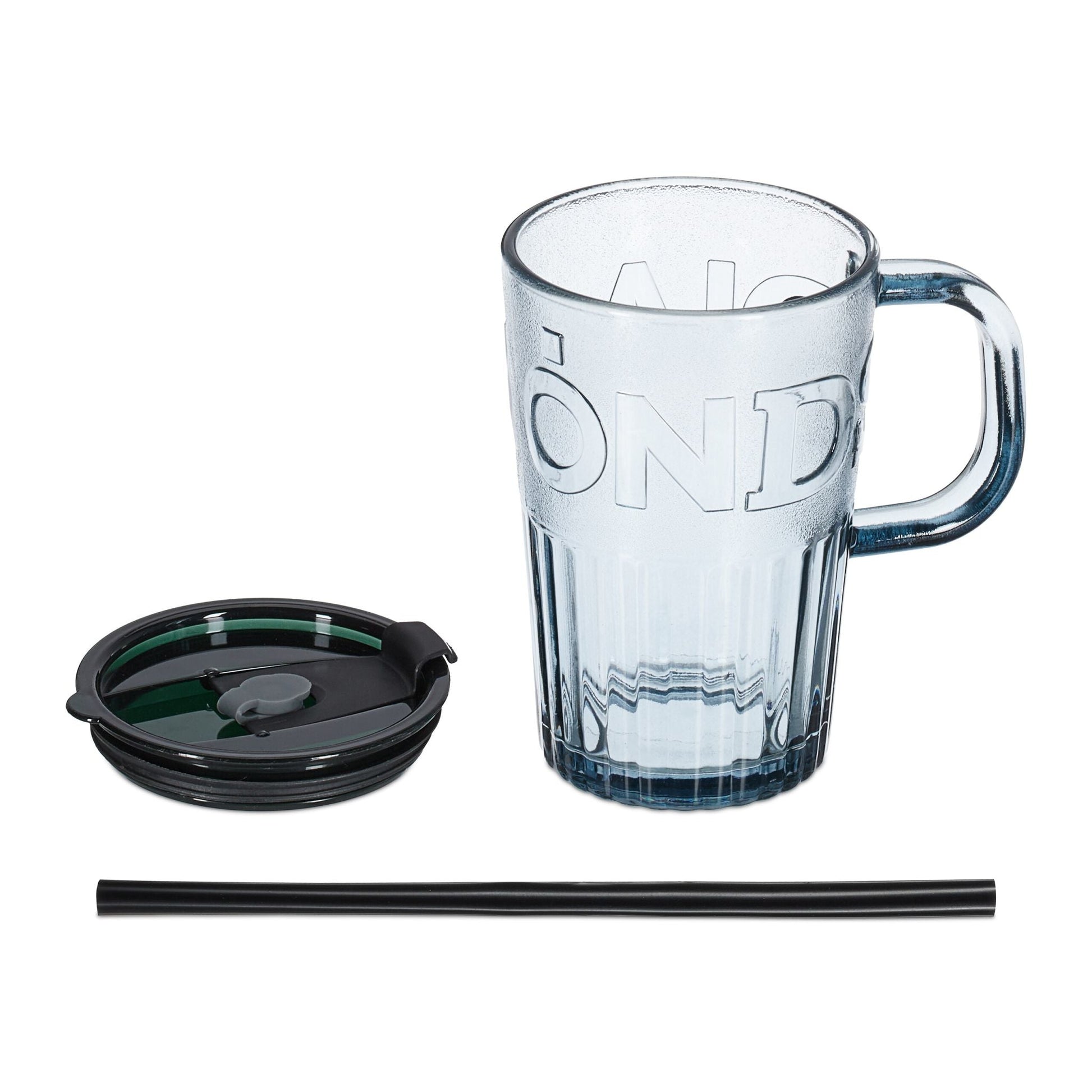 Trinkgläser 4er-Set mit Henkel Grau von Relaxdays
