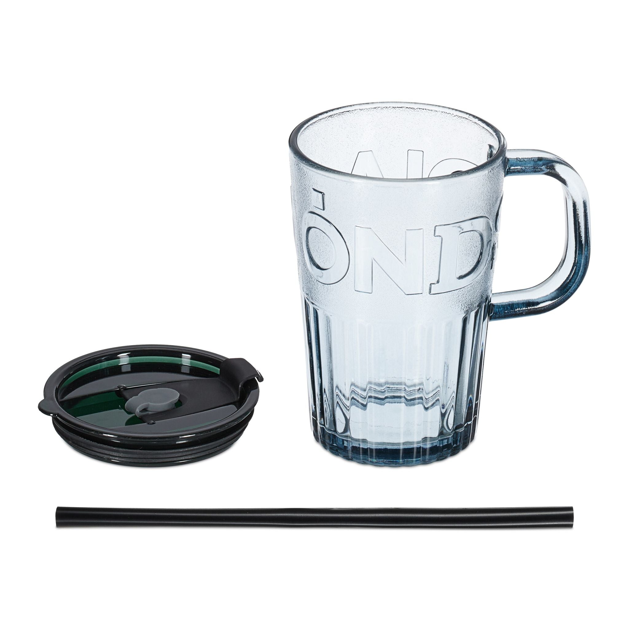 Trinkgläser 4er-Set mit Henkel Grau von Relaxdays