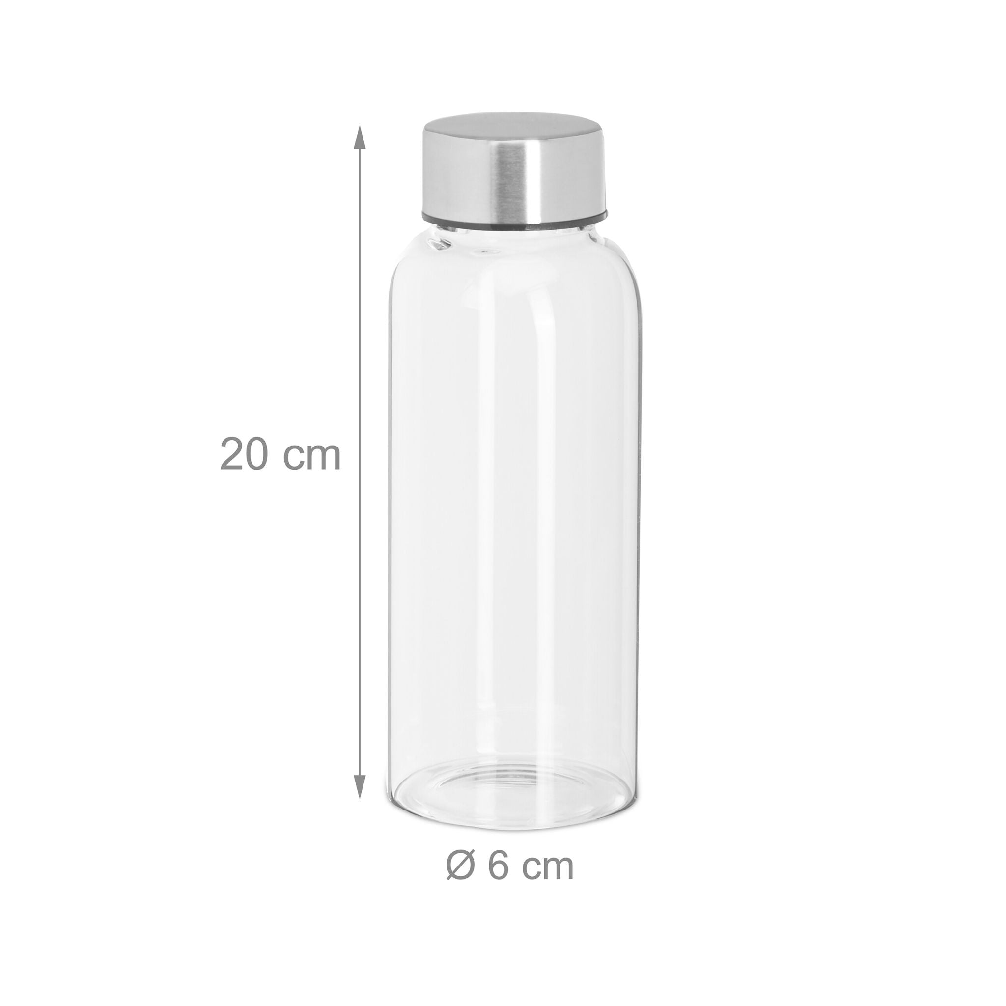 Trinkflasche Glas 360ml Schwarz-Silber-Transparent von Relaxdays