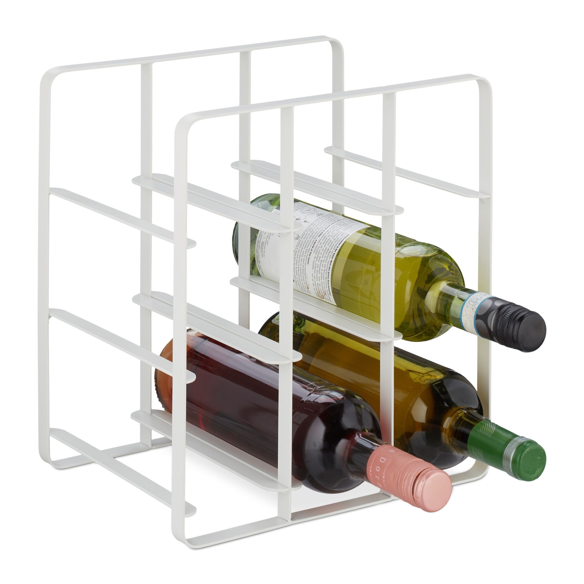 Weinregal Metall für 9 Flaschen Weiss von Relaxdays