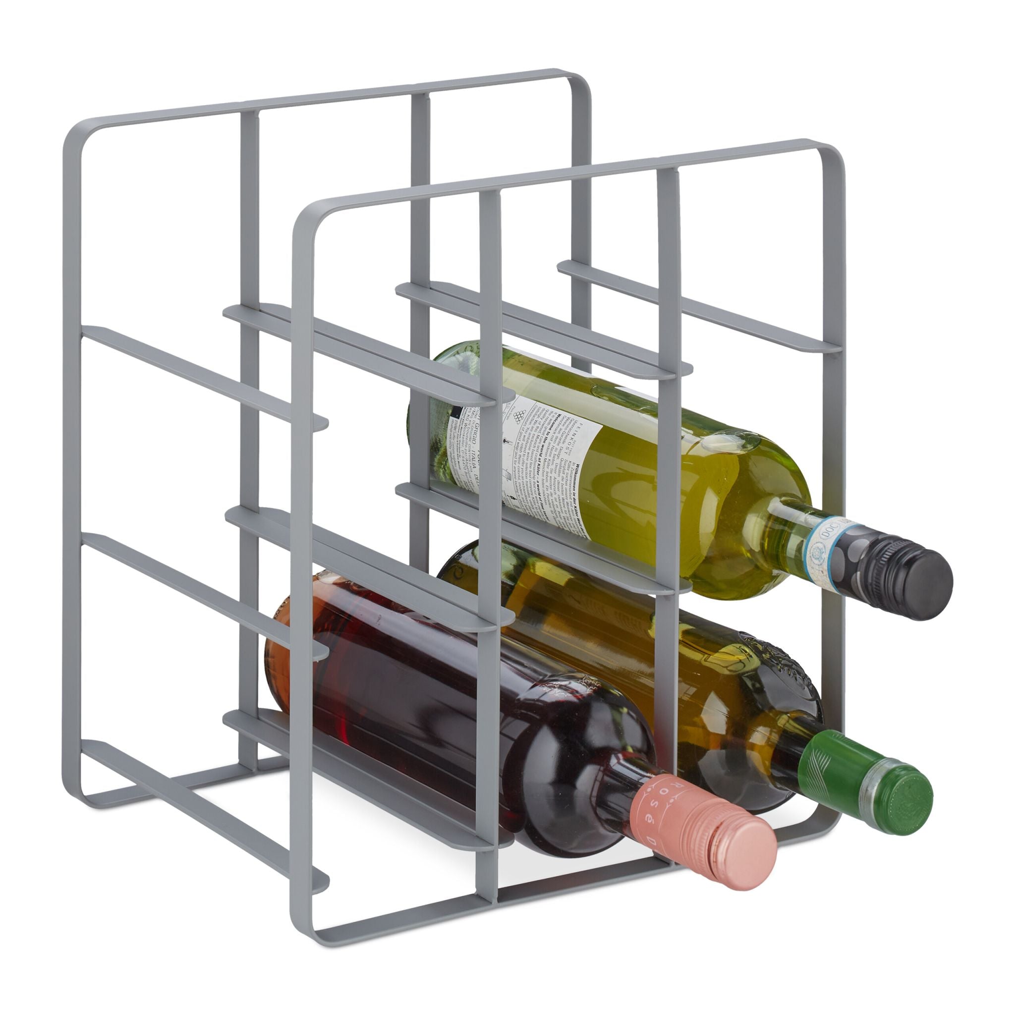 Weinregal Metall für 9 Flaschen Grau von Relaxdays