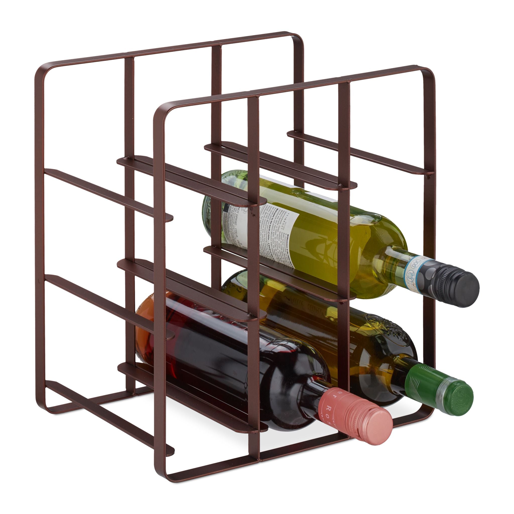 Weinregal Metall für 9 Flaschen Kupfer von Relaxdays