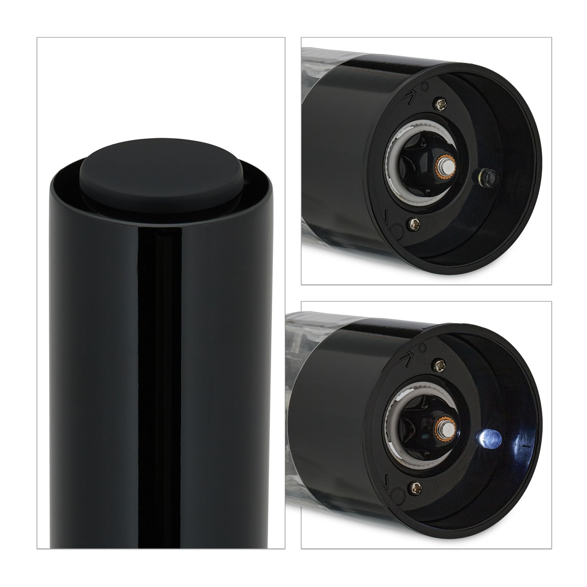 Salz und Pfeffermühle 2er-Set Schwarz-Transparent von Relaxdays