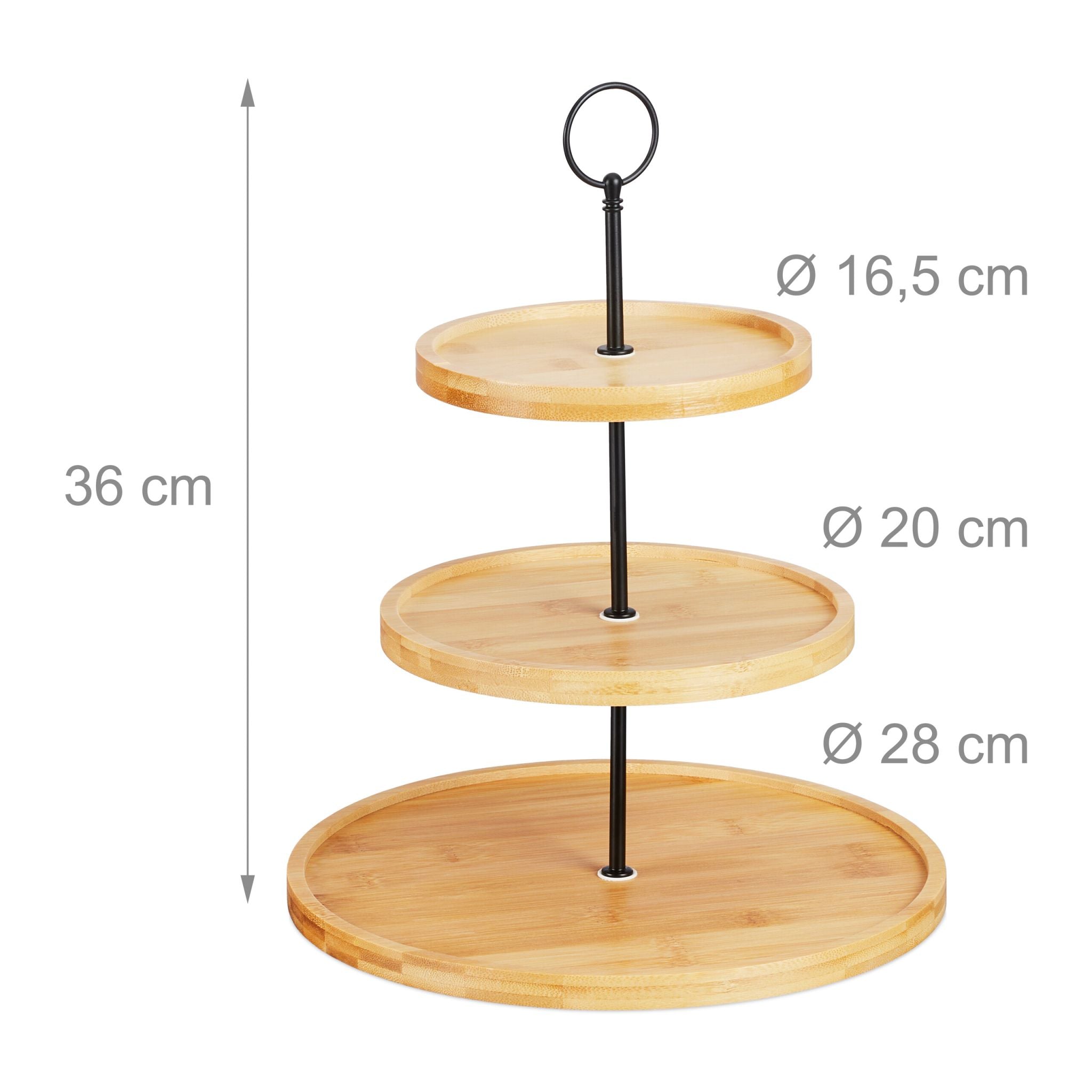 Etagere mit 3 Ebenen Bambus Hellbraun-Schwarz von Relaxdays