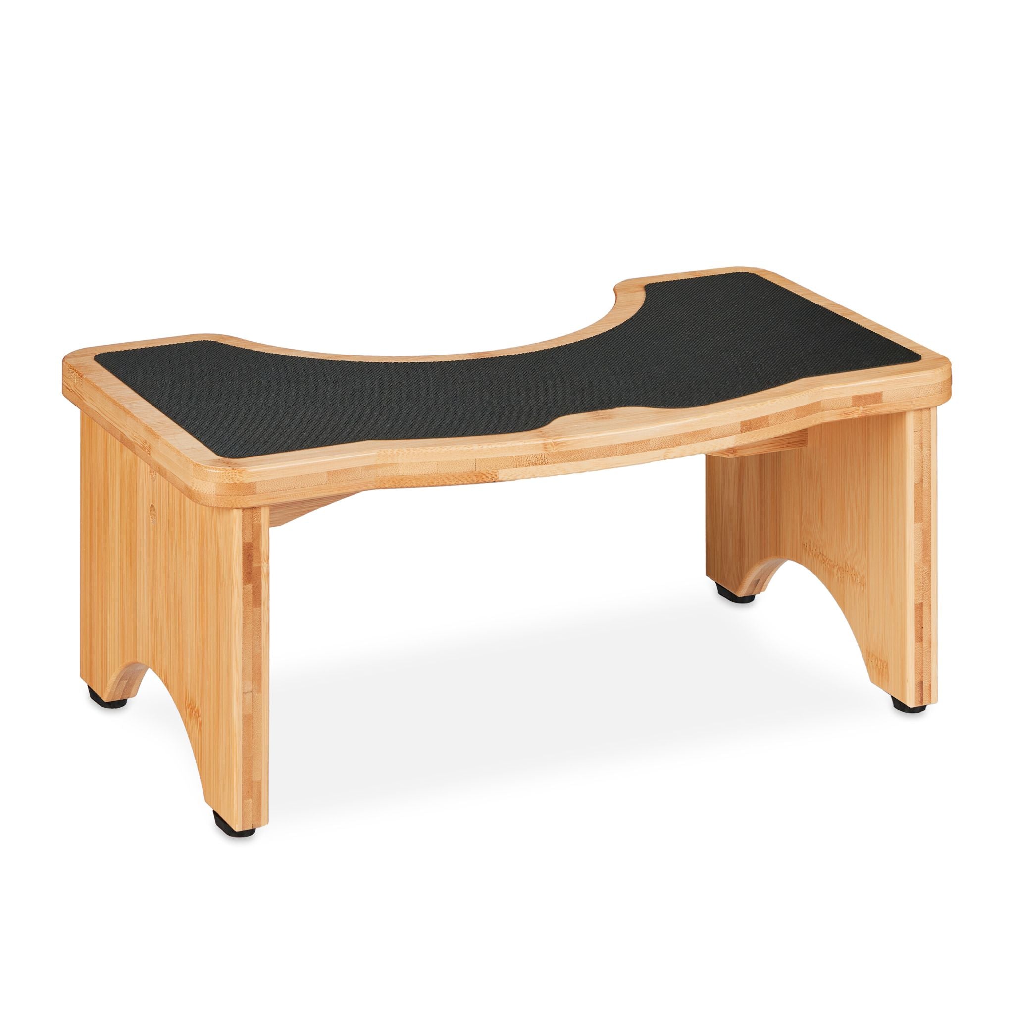 Toilettenhocker Bambus Hellbraun-Schwarz von Relaxdays