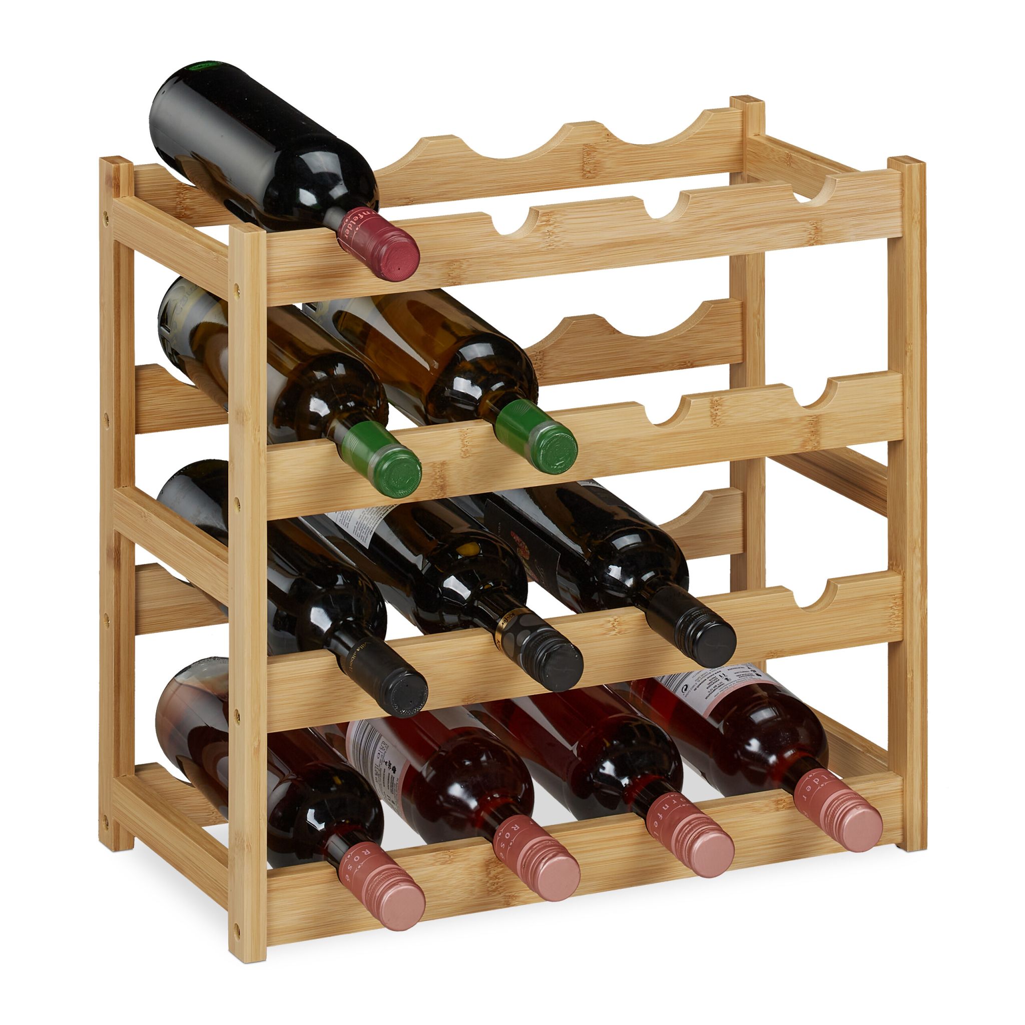Weinregal für 16 Flaschen Hellbraun von Relaxdays