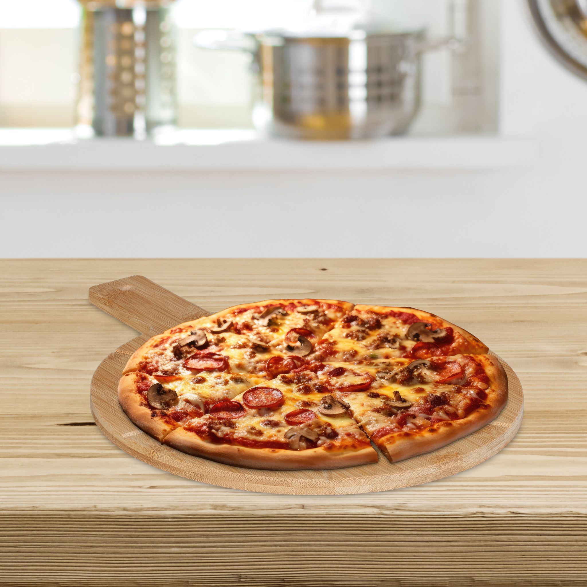Pizzabrett Bambus Hellbraun von Relaxdays