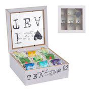 Teebox mit 9 Fächern Weiss-Hellbraun-Grau