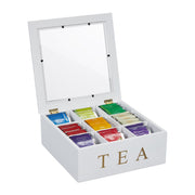 Teebox mit 9 Fächern Weiss-Gold