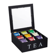 Teebox mit 9 Fächern Weiss-Schwarz von Relaxdays