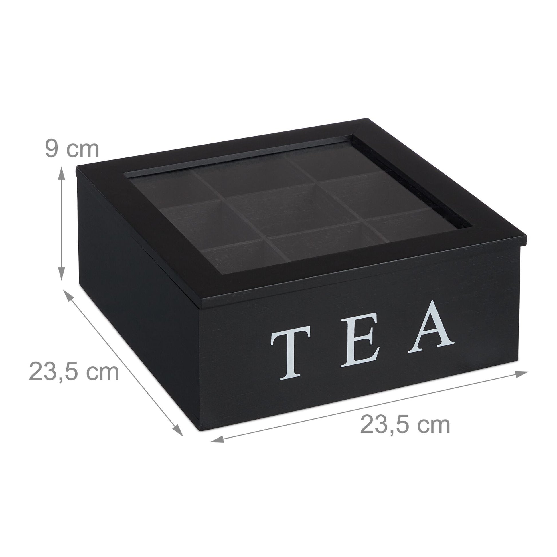 Teebox mit 9 Fächern Weiss-Schwarz von Relaxdays