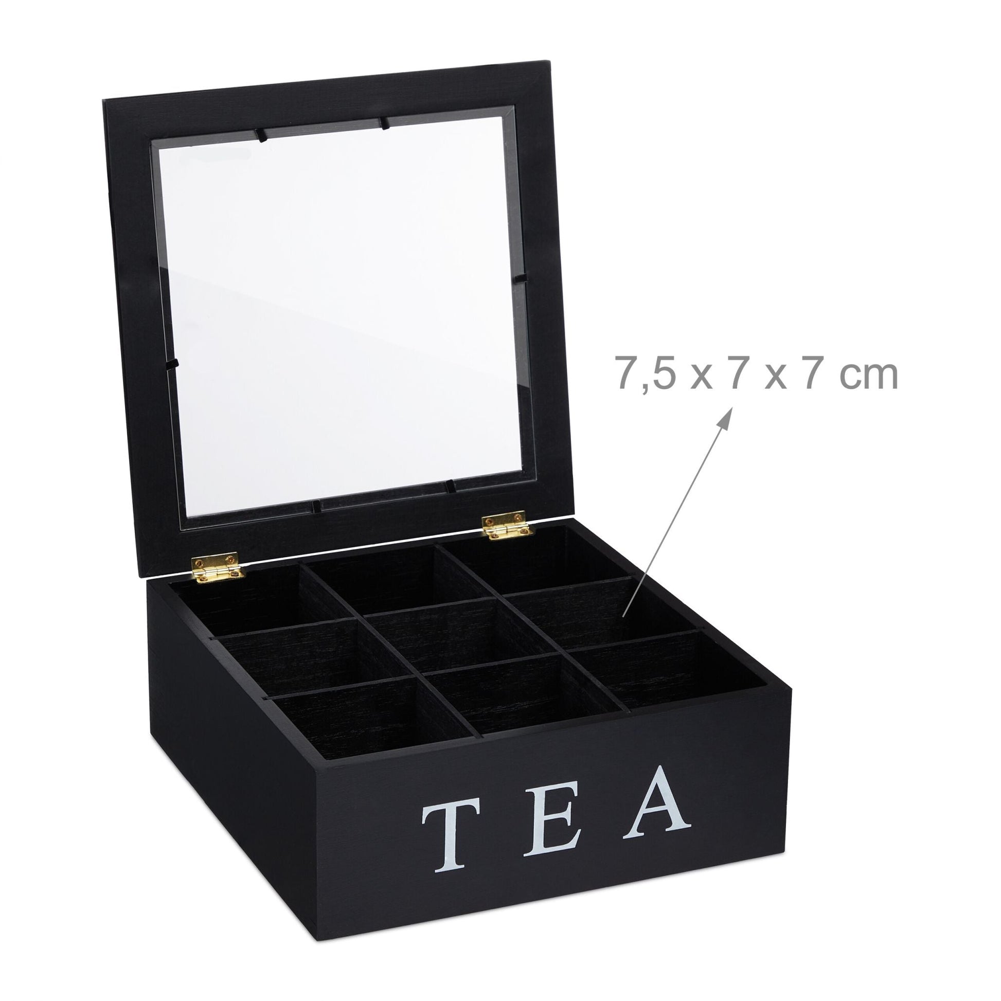 Teebox mit 9 Fächern Weiss-Schwarz von Relaxdays
