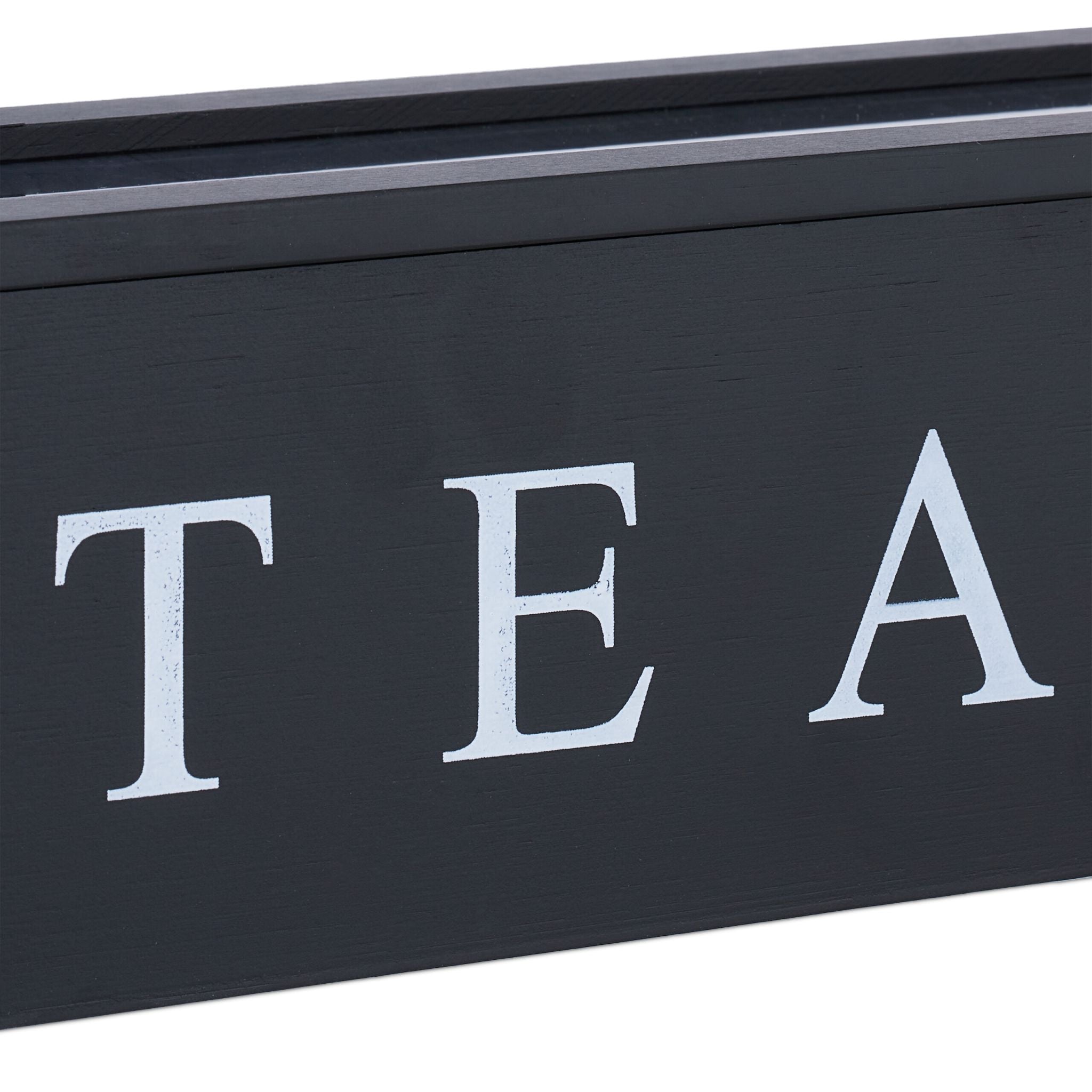 Teebox mit 6 Fächern Bambus Weiss-Schwarz-Transparent von Relaxdays