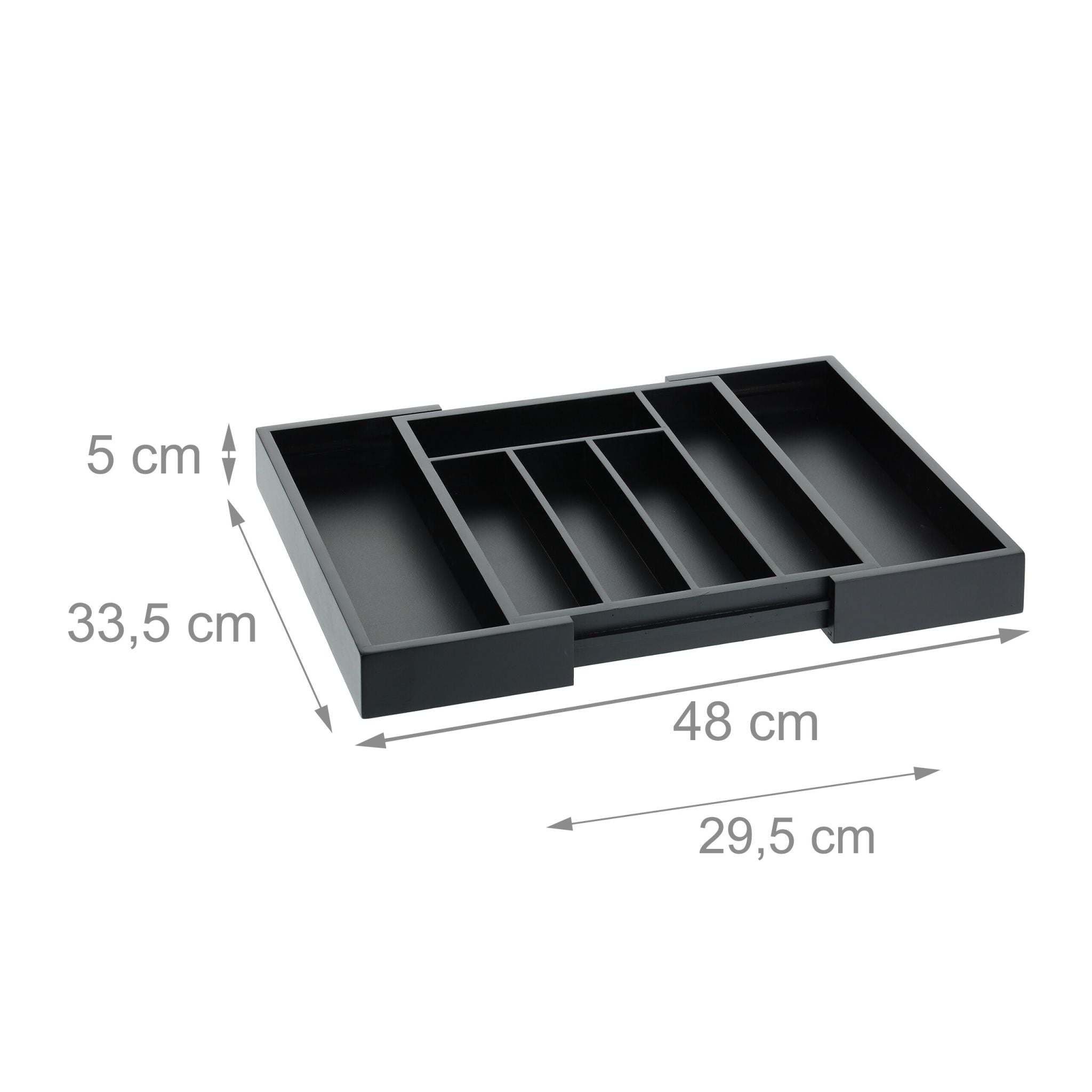 Ausziehbarer Besteckkasten Schwarz von Relaxdays