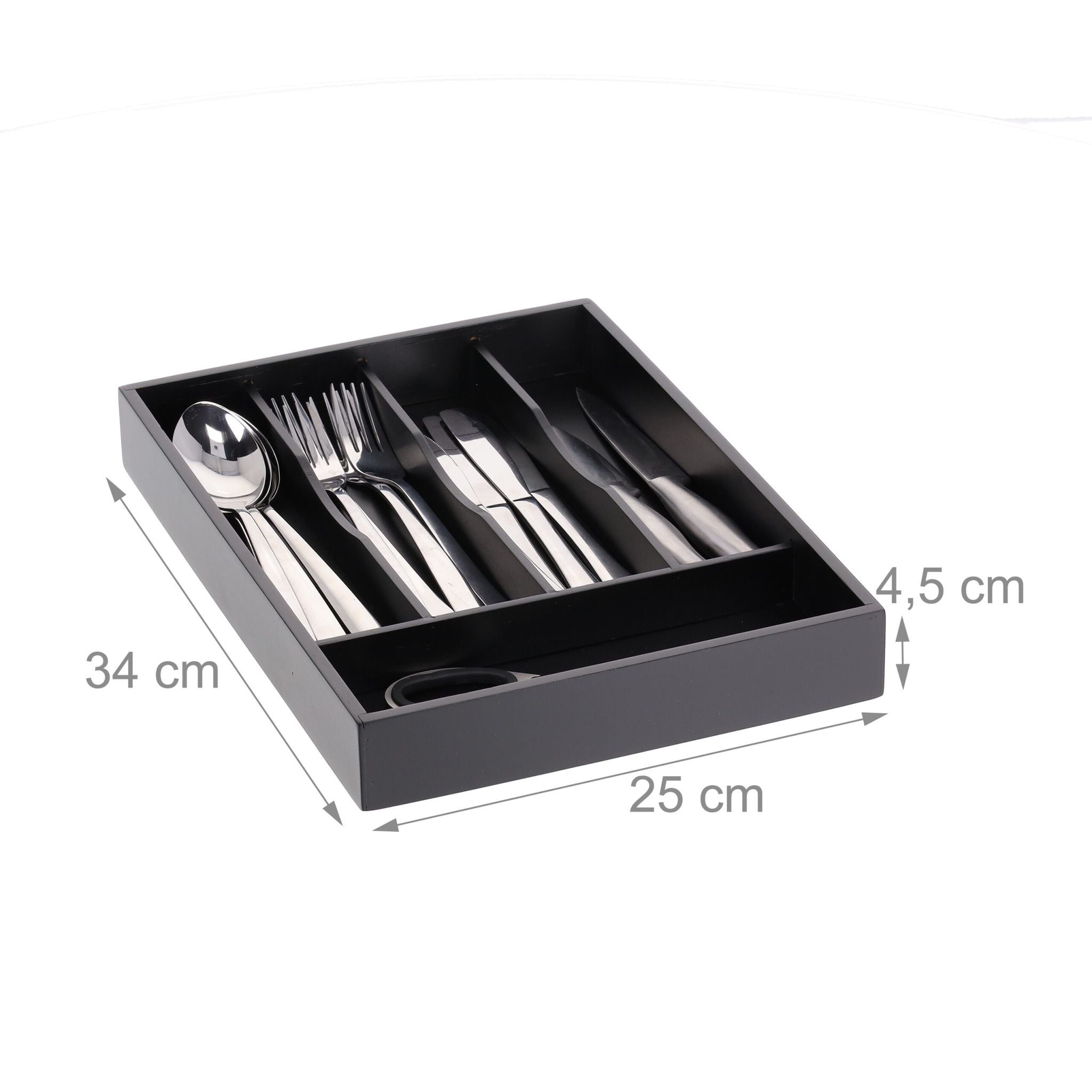 Besteckkasten 5 Fächer Schwarz von Relaxdays