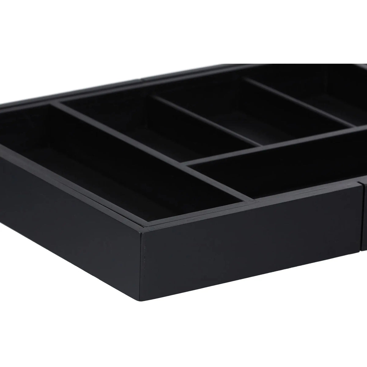 Ausziehbarer Besteckkasten Schwarz von Relaxdays